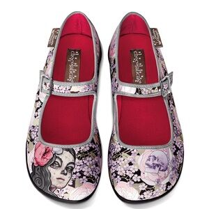 Day of the Deqd Sugar Skull Hor Chocolate Design Mary Jane Flats